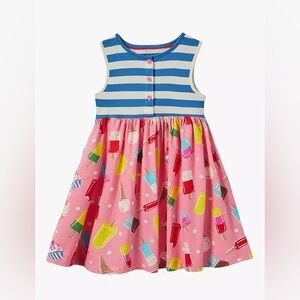 mini boden ice cream dress BABY BODEN 6-12 M Dress Ice Cream Popsickle Snap Sleeveless Cotton White Red Poc